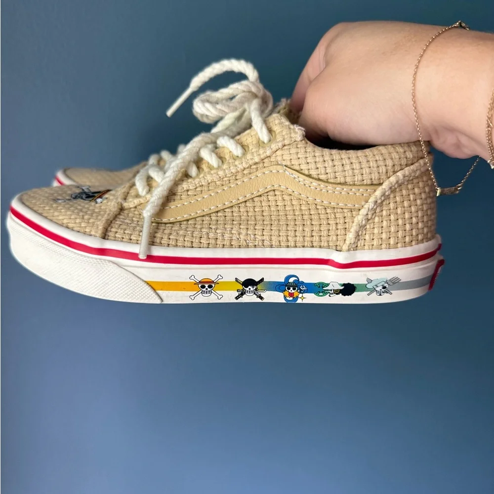 Vans x one piece‎ embroidered straw sneakers